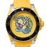 Gucci Dive Tiger Yellow Dial Yellow Rubber Strap Watch For Men - YA136317 Buy Now By Gucci