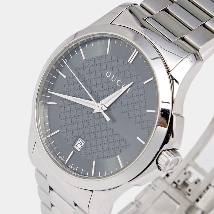 Gucci G Timeless Grey Dial Silver Steel Strap Watch For Men - YA126441 Buy Now By Gucci