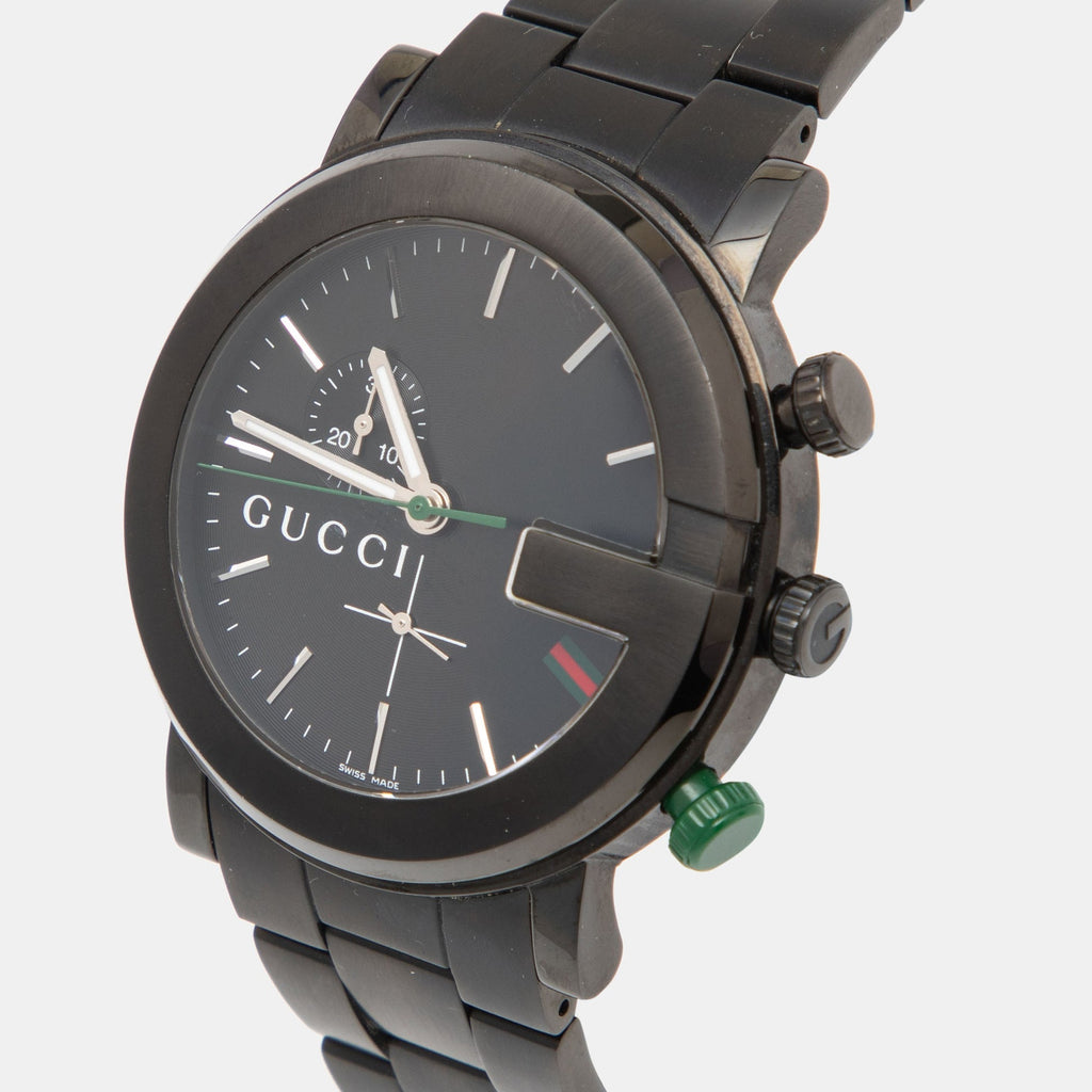 Gucci G Chrono Black Dial Black Steel Strap Watch For Men - YA101331 Buy Now By Gucci