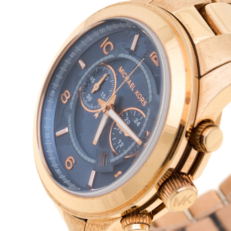 Michael Kors Runway Stop Hunger Quartz Blue Dial Rose Gold Steel Strap Watch For Men - MK8358 Buy Now By Michael Kors