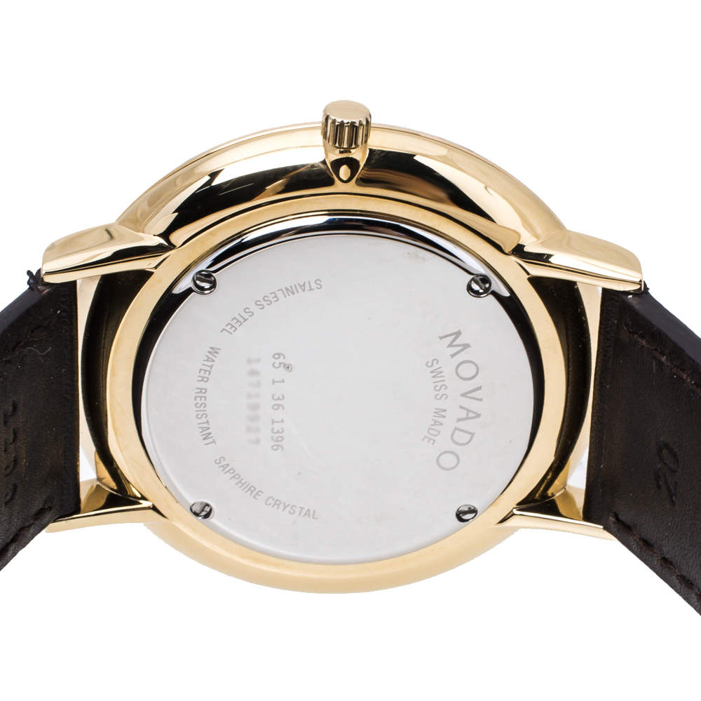 Movado Ultra Slim Blue Dial Brown Leather Strap Watch For Men - 0607088 Buy Now By Movado