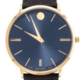 Movado Ultra Slim Blue Dial Brown Leather Strap Watch For Men - 0607088 Buy Now By Movado
