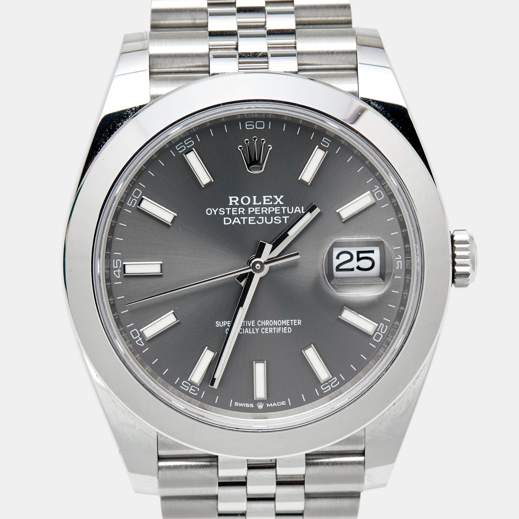 Rolex Datejust 41 Oyster Grey Dial Silver Oystersteel Bracelet Watch for Men - M126300-0008 Buy Now By Rolex