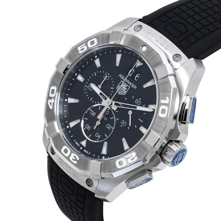 Tag Heuer Aquaracer Chronograph Black Dial Black Rubber Strap Watch for Men - CAY1110.FT6041 Buy Now By Tag Heuer