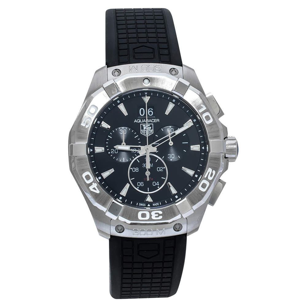 Tag Heuer Aquaracer Chronograph Black Dial Black Rubber Strap Watch for Men - CAY1110.FT6041 Buy Now By Tag Heuer