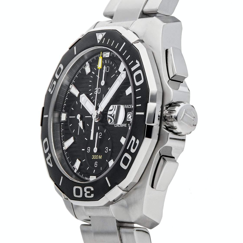 Tag Heuer Aquaracer Calibre 16 Day-Date Black Dial Silver Steel Strap Watch for Men - CAY211A.BA0927 Buy Now By Tag Heuer