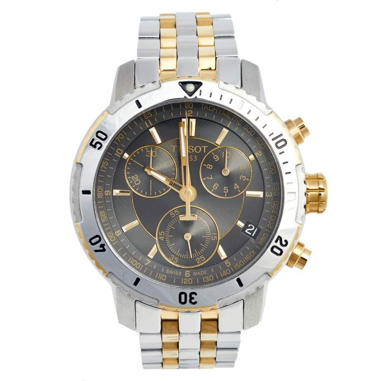 Tissot T Sport PRS 200 Chronograph Black Dial Two Tone Steel Strap Watch For Men - T067.417.22.051.00 Buy Now By Tissot