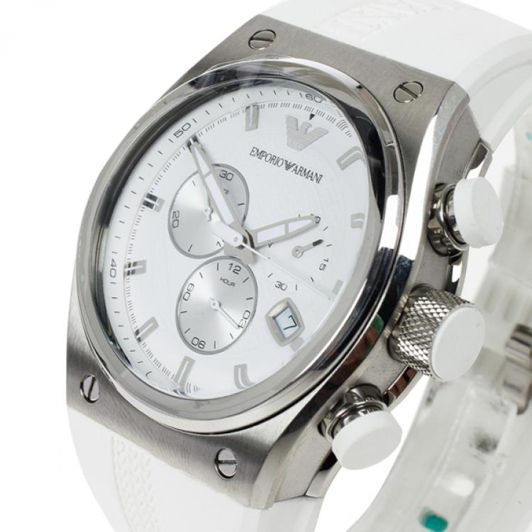 Emporio Armani Sportivo Analog Quartz White Dial White Rubber Strap Watch For Men - AR6103 Buy Now By Emporio Armani