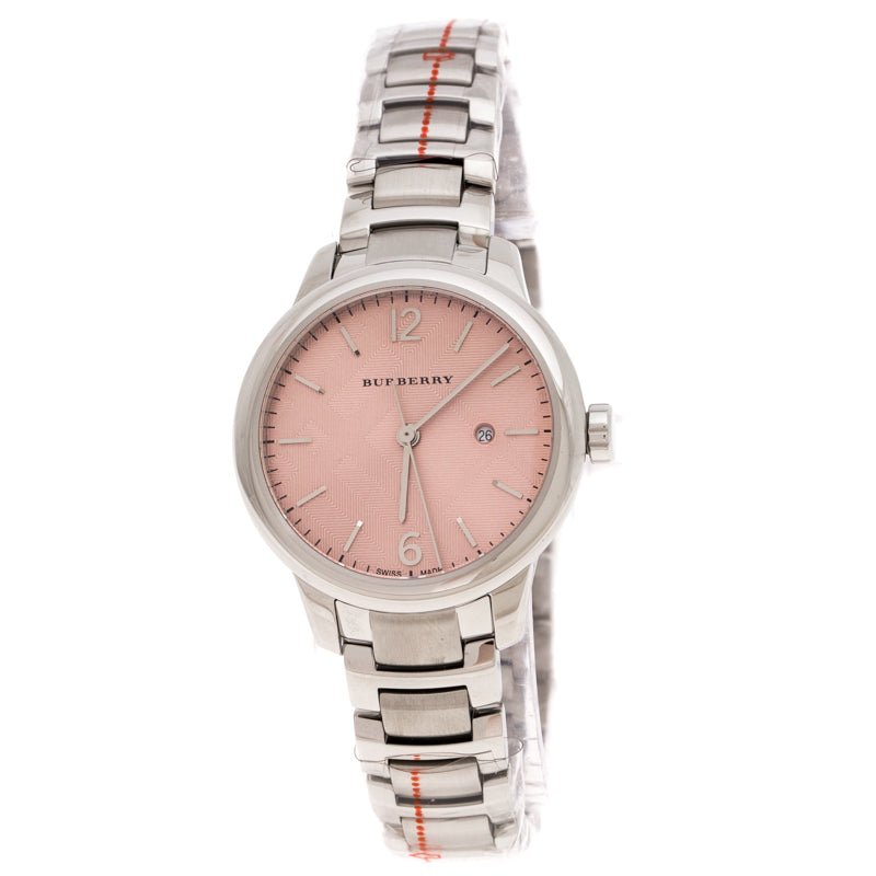 Burberry The Classic Pink Dial Silver Steel Strap Watch for Women - BU10111 Buy Now By Burberry