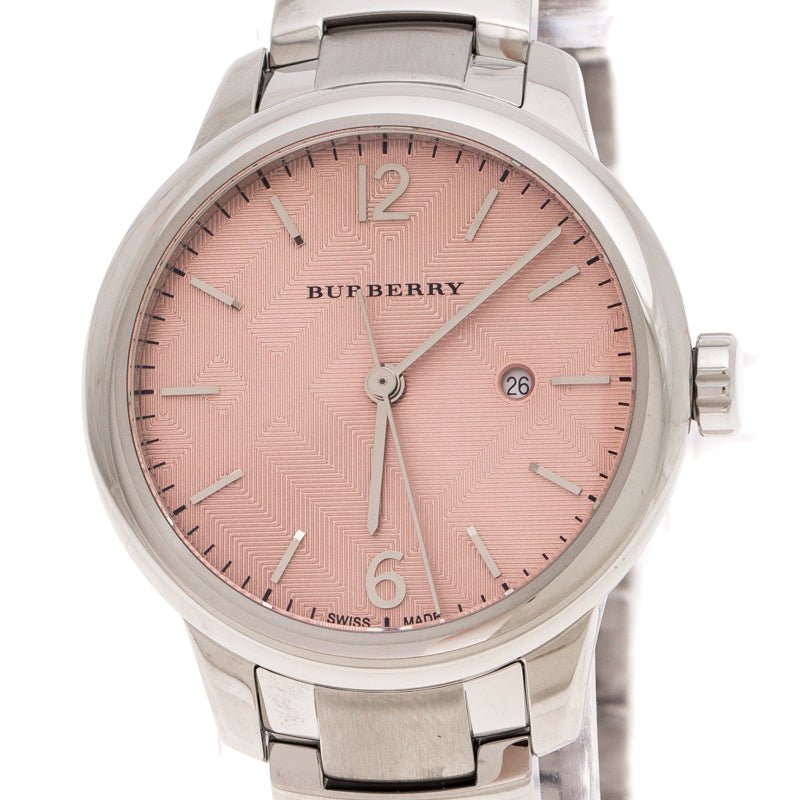 Burberry The Classic Pink Dial Silver Steel Strap Watch for Women - BU10111 Buy Now By Burberry