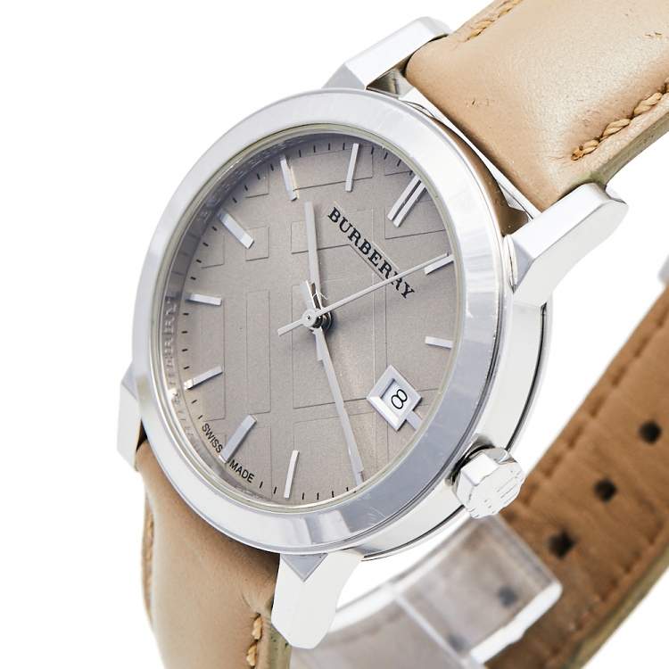 Burberry The City Beige Dial Beige Leather Strap Watch for Women - BU9107 Buy Now By Burberry