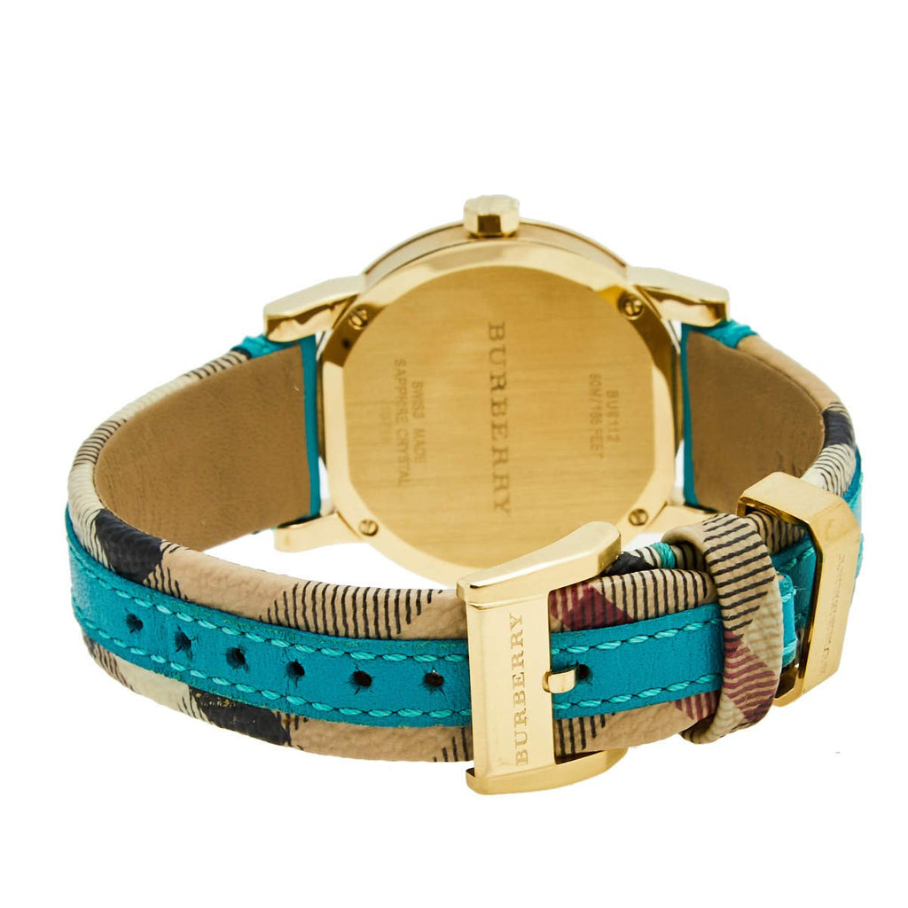Burberry Heritage Gold Dial Blue Leather Strap Watch for Women - BU9112 Buy Now By Burberry