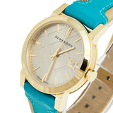 Burberry The City Gold Dial Blue Leather Strap Watch for Women - BU9018 Buy Now By Burberry