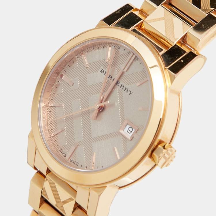 Burberry The City Rose Gold Dial Rose Gold Steel Strap Watch for Women - BU9146 Buy Now By Burberry