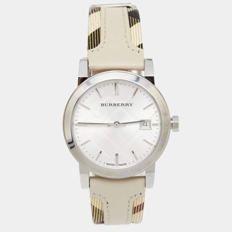 Burberry The City White Dial Beige Leather Strap Watch for Women - BU9132 Buy Now By Burberry