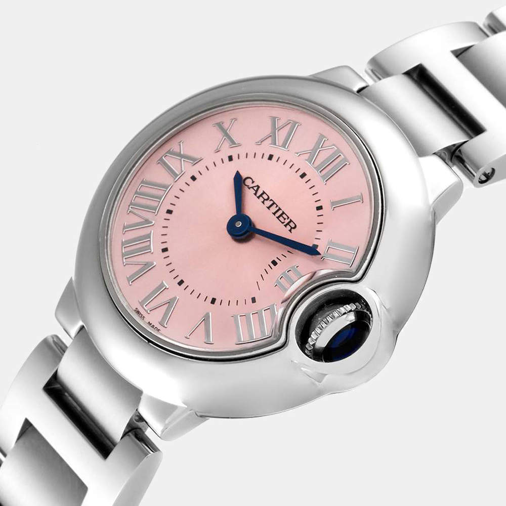 Cartier Ballon Bleu de Cartier Pink Dial Silver Steel Strap Watch for Women - W6920038 Buy Now By Cartier