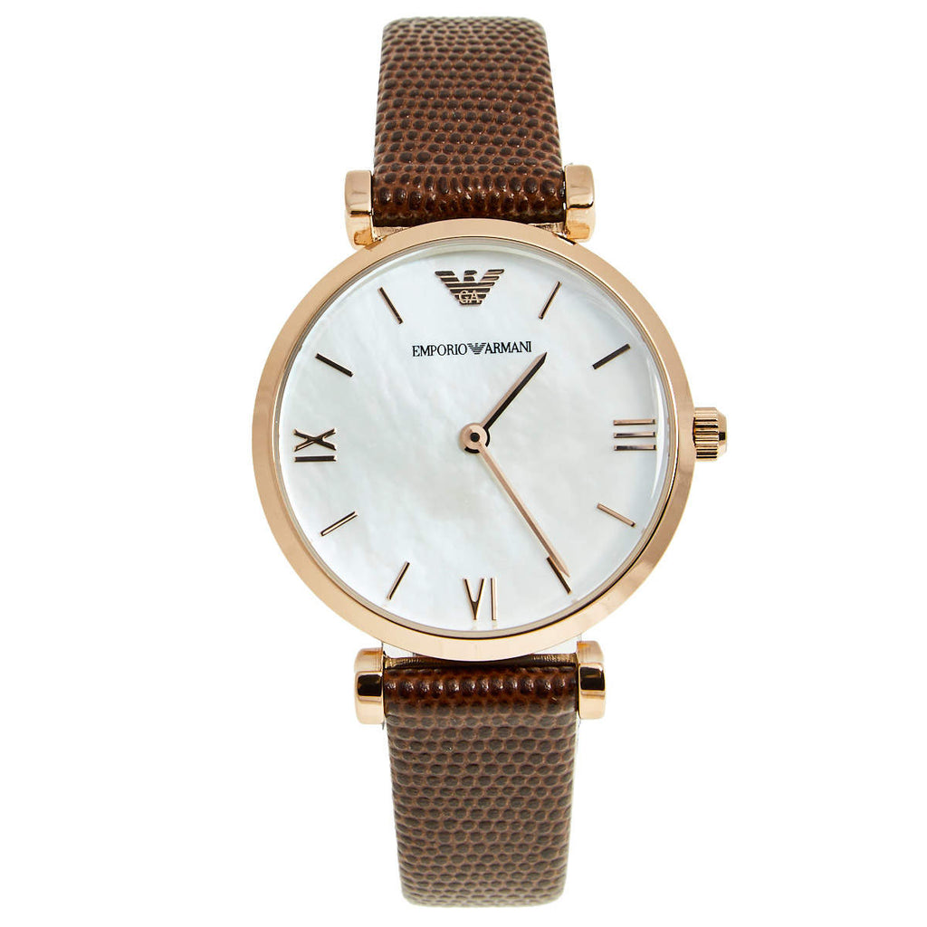 Emporio Armani Meccanico Automatic Silver Dial Burgundy Leather Strap Watch For Women - AR60044 Buy Now By Emporio Armani