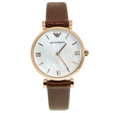 Emporio Armani Meccanico Automatic Silver Dial Burgundy Leather Strap Watch For Women - AR60044 Buy Now By Emporio Armani