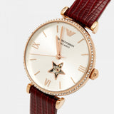 Emporio Armani Meccanico Automatic Silver Dial Burgundy Leather Strap Watch For Women - AR60044 Buy Now By Emporio Armani