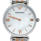 Emporio Armani Gianni T-Bar Mother of Pearl Dial Two Tone Steel Strap Watch For Women - AR1987 Buy Now By Emporio Armani