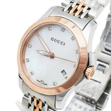 Gucci G Timeless Diamonds Mother of Pearl Dial Two Tone Mesh Bracelet Watch For Women - YA126514 Buy Now By Gucci