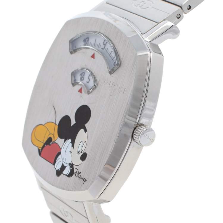 Gucci Grip x Disney Quartz Silver Dial Silver Steel Strap Unisex Watch - YA157419 Buy Now By Gucci