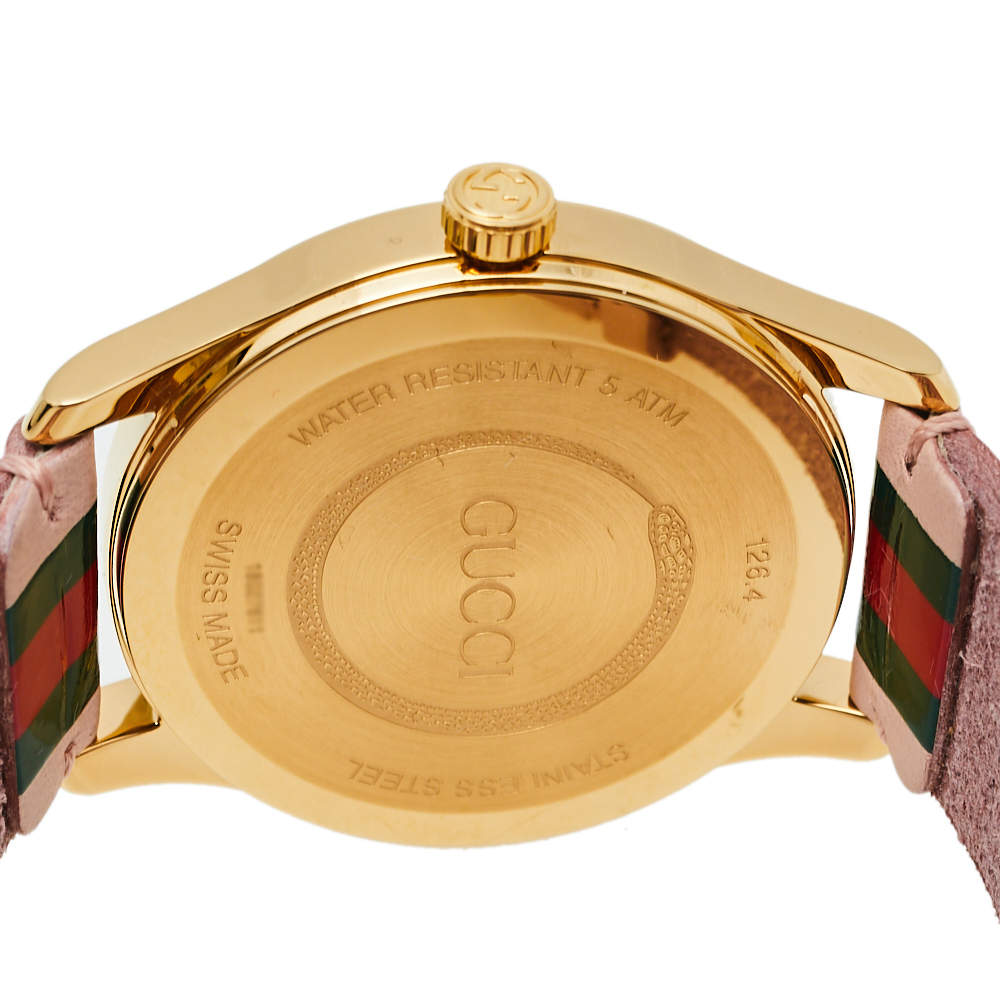 Gucci G Timeless Quartz Pink Dial Three Tone Leather Strap Watch For Women - YA1264118 Buy Now By Gucci