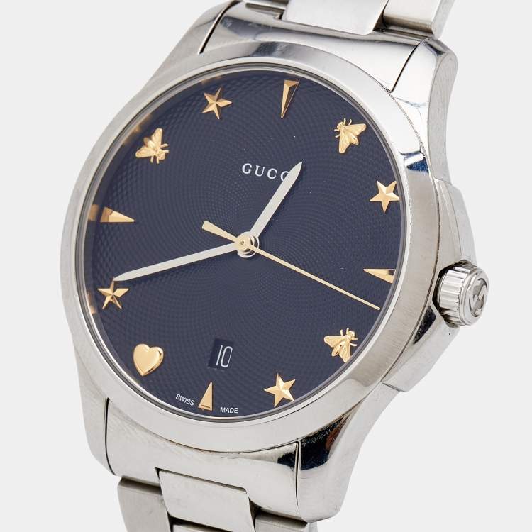 Gucci G Timeless Black Dial Silver Steel Strap Watch For Women - YA1264029 Buy Now By Gucci