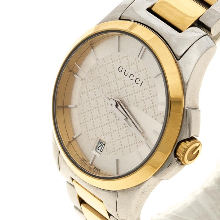 Gucci G Timeless Quartz Silver Dial Two Tone Steel Strap Watch For Women - YA126531 Buy Now By Gucci