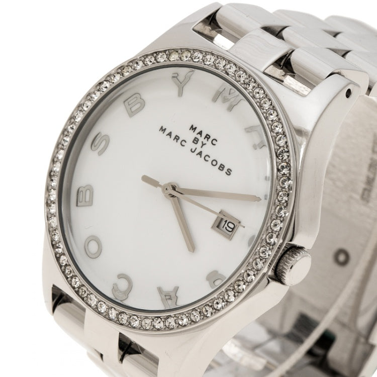 Marc Jacobs Henry Diamonds White Dial Silver Steel Strap Watch for Women - MBM3044 Buy Now By Marc Jacobs