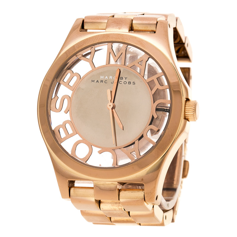 Marc Jacobs Henry Rose Gold Dial Rose Gold Steel Strap Watch for Women - MBM3207 Buy Now By Marc Jacobs
