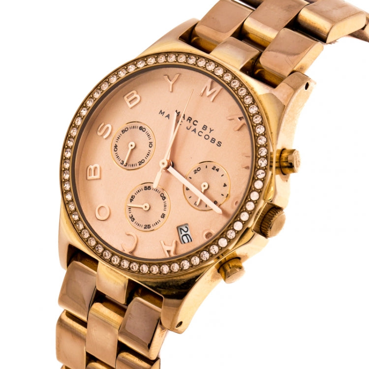 Marc Jacobs Henry Chronograph Rose Gold Dial Rose Gold Steel Strap Watch for Women - MBM3118 Buy Now By Marc Jacobs