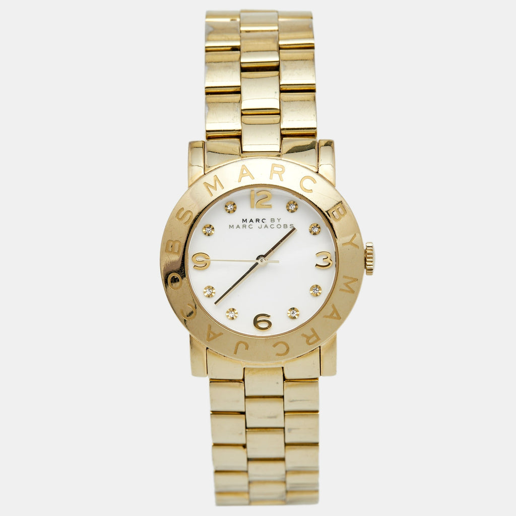 Marc Jacobs Amy White Dial Gold Steel Strap Watch for Women - MBM3056 Buy Now By Marc Jacobs