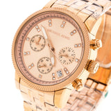 Michael Kors Ritz Chronograph Rose Gold Dial Rose Gold Steel Strap Watch for Women - MK6077 Buy Now By Michael Kors
