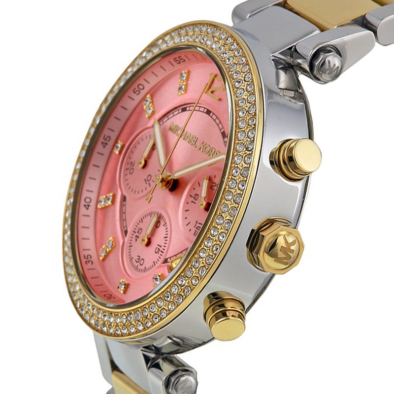 Michael Kors Parker Pink Dial Two Tone Steel Strap Watch for Women - MK6140 Buy Now By Michael Kors