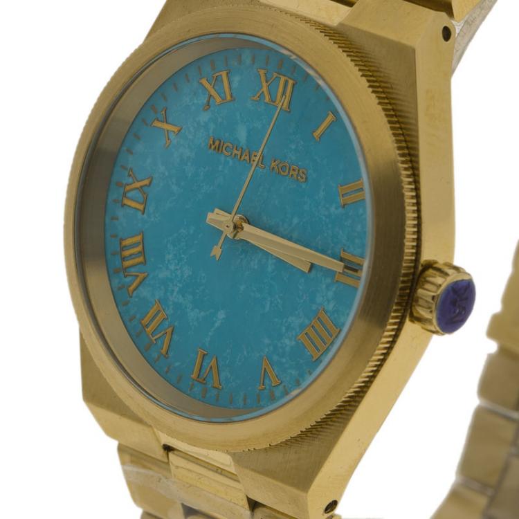 Michael Kors Channing Turquoise Dial Gold Steel Strap Watch For Women - MK5894 Buy Now By Michael Kors