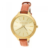 Michael Kors Runway Quartz Gold Dial Orange Leather Strap Watch For Women - MK2275 Buy Now By Michael Kors