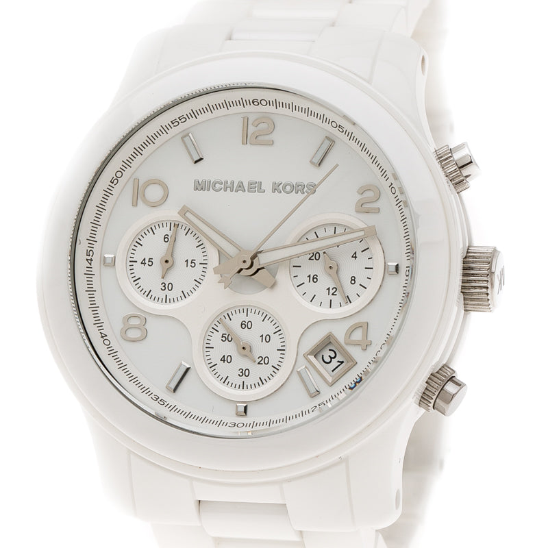 Michael Kors Runway White Ceramic Dial White Steel Strap Watch for Women - MK5161 Buy Now By Michael Kors