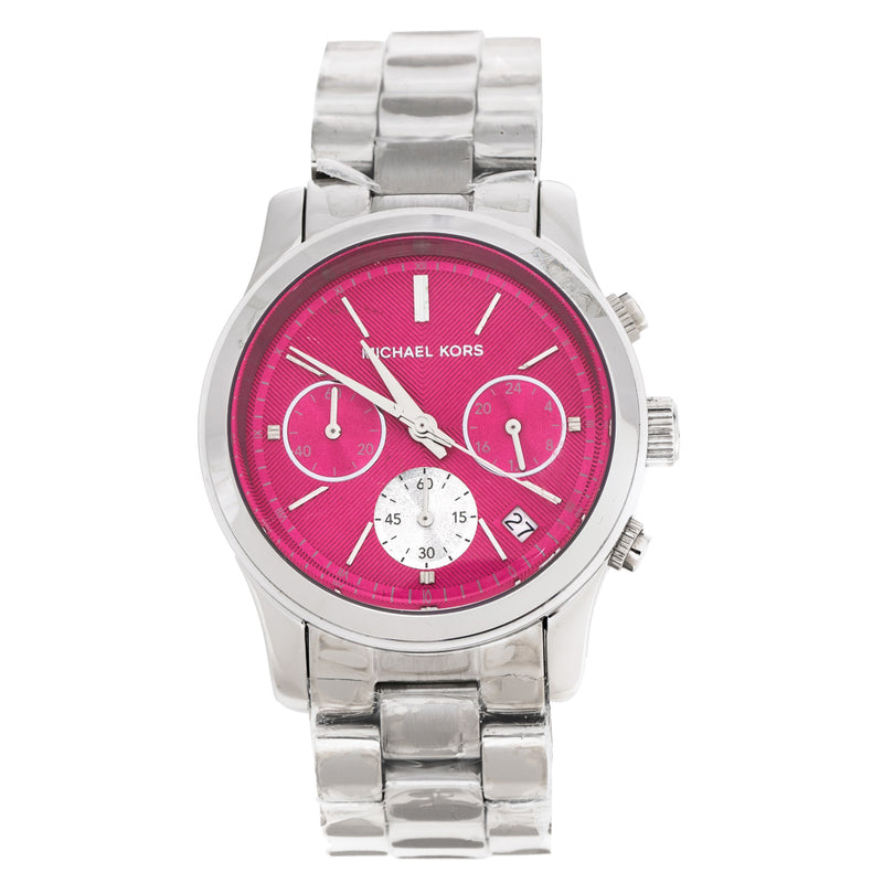 Michael Kors Runway Chronograph Pink Dial Silver Steel Strap Watch for Women - MK6160 Buy Now By Michael Kors