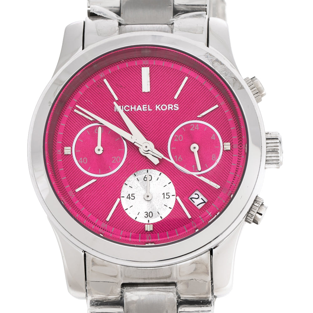Michael Kors Runway Chronograph Pink Dial Silver Steel Strap Watch for Women - MK6160 Buy Now By Michael Kors