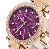 Michael Kors Parker Chronograph Purple Dial Rose Gold Steel Strap Watch For Women - MK6417 Buy Now By Michael Kors