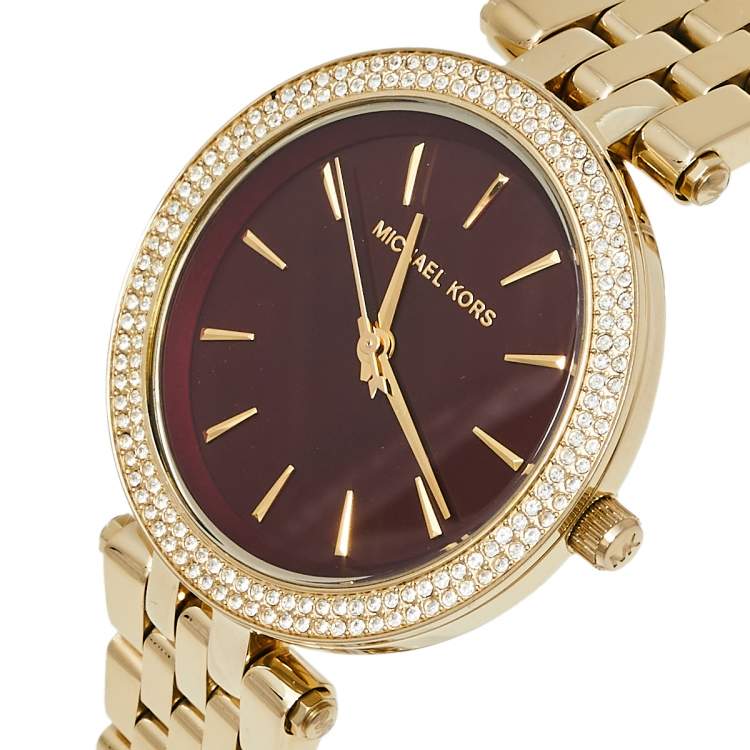 Michael Kors Darci Quartz Mother of Pearl Red Dial Gold Steel Strap Watch For Women - MK3583 Buy Now By Michael Kors
