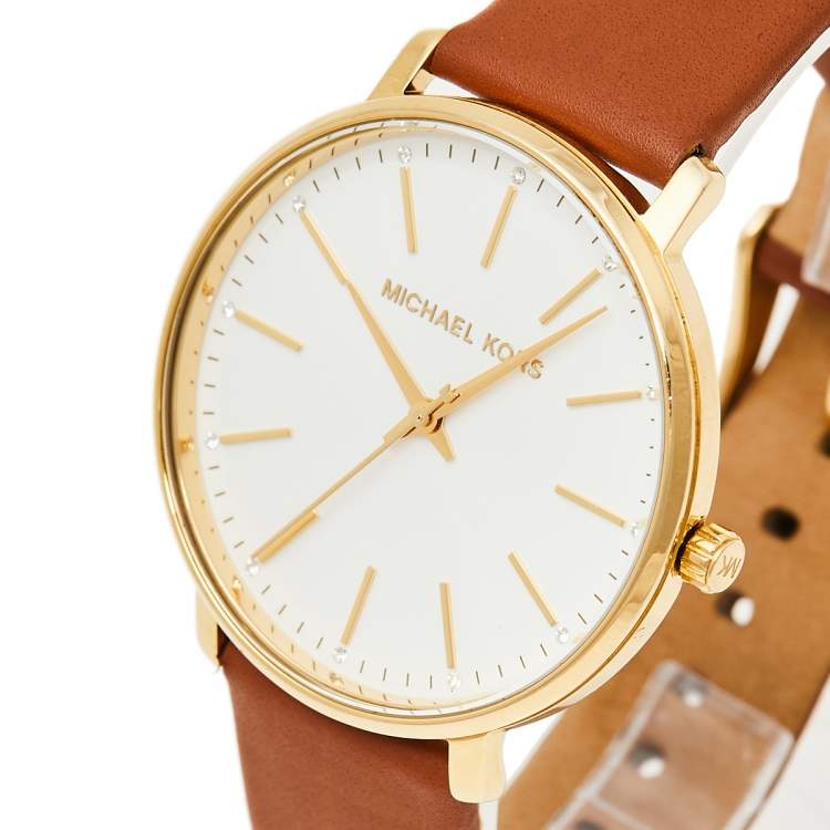 Michael Kors Pyper Quartz Silver Dial Brown Leather Watch For Women - MK2740 Buy Now By Michael Kors