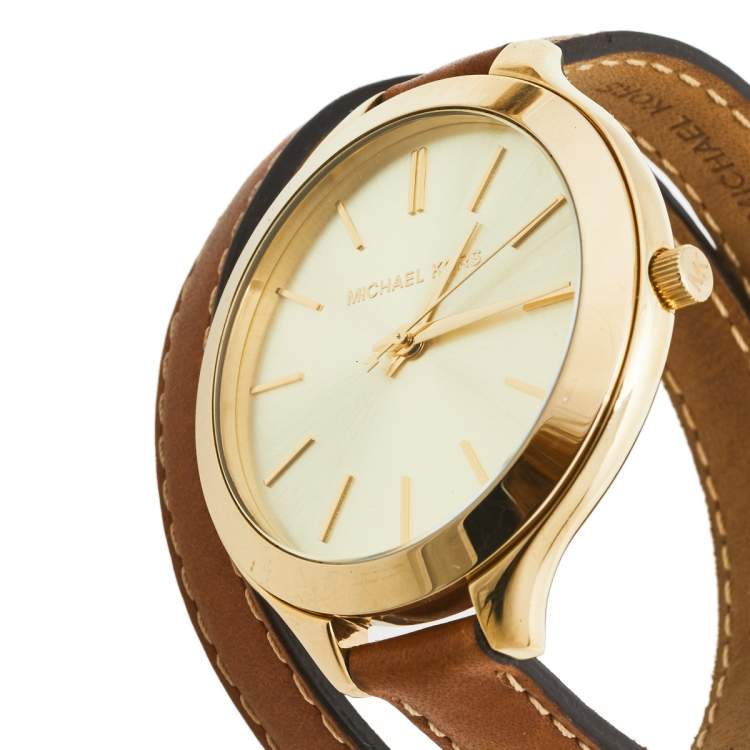 Michael Kors Runway Gold Dial Brown Leather Strap Watch For Women - MK2256 Buy Now By Michael Kors