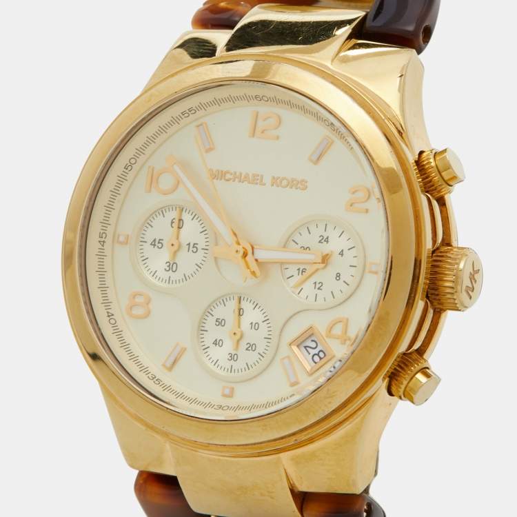 Michael Kors Runway Gold Dial Two Tone Steel Strap Watch for Women - MK4222 Buy Now By Michael Kors