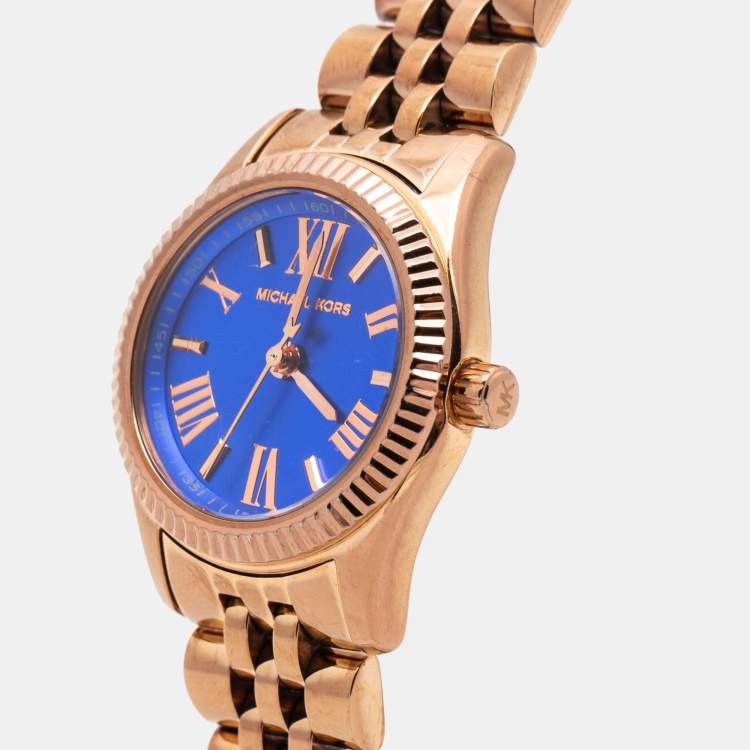 Michael Kors Lexington Quartz Blue Dial Rose Gold Steel Strap Watch For Women - MK3272 Buy Now By Michael Kors