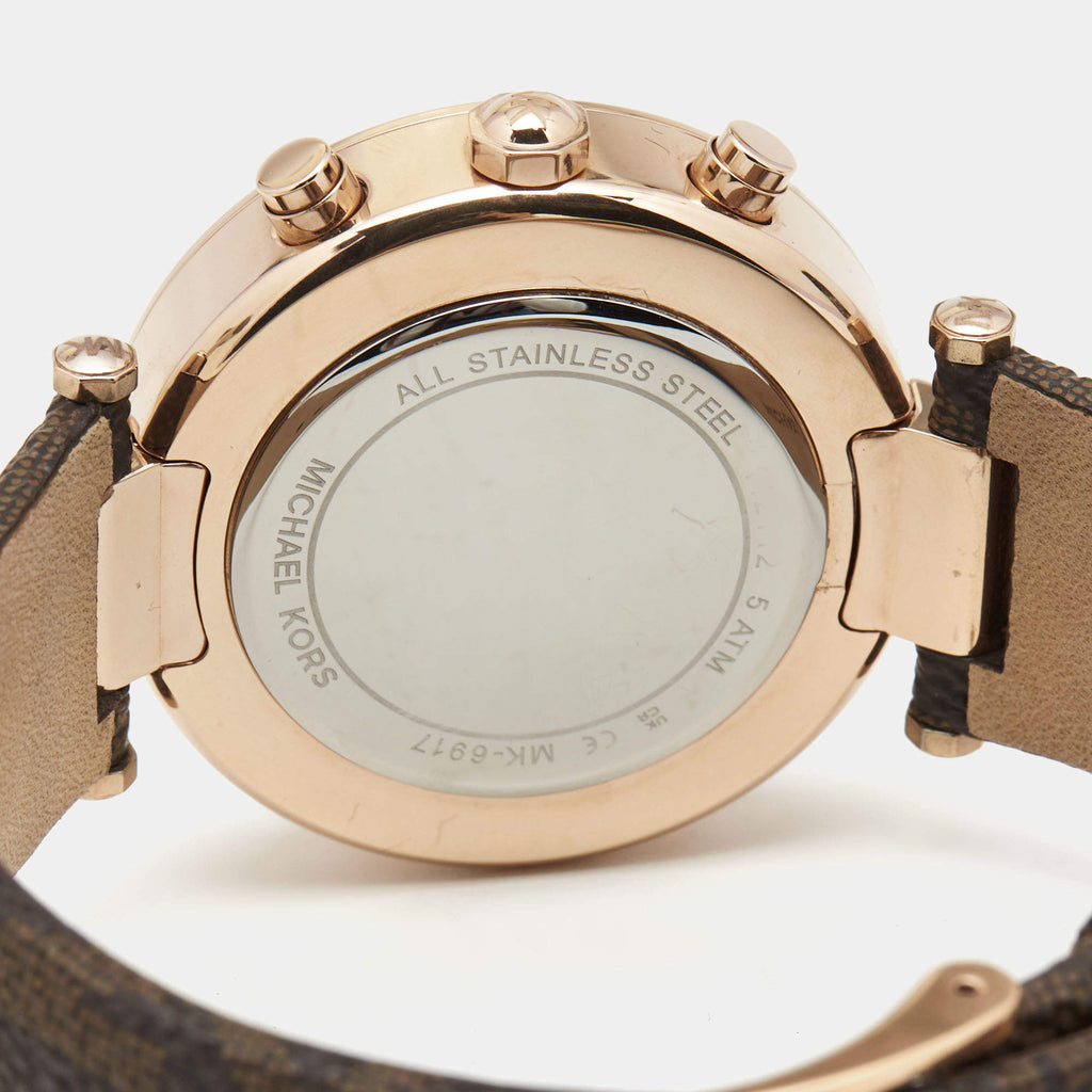 Michael Kors Parker Chronograph White Dial Brown Leather Strap Watch For Women - MK6917 Buy Now By Michael Kors