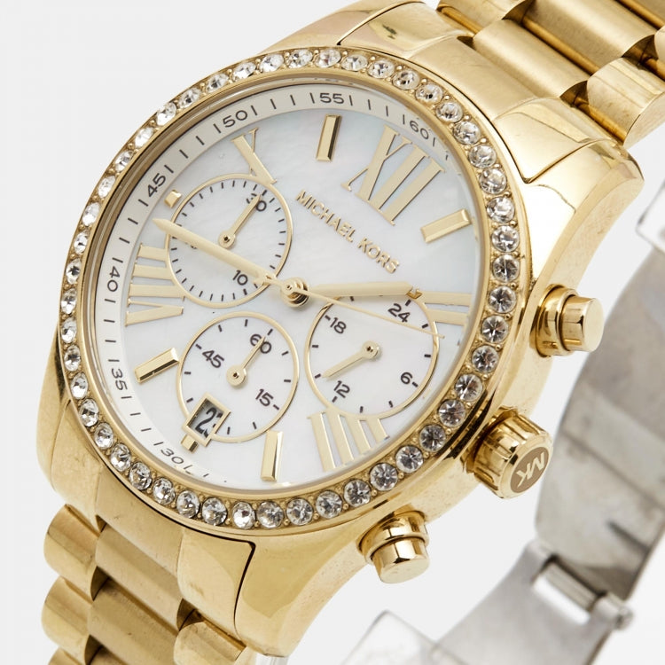Michael Kors Lexington Mother of Pearl White Dial Gold Steel Strap Watch For Women - MK7241 Buy Now By Michael Kors