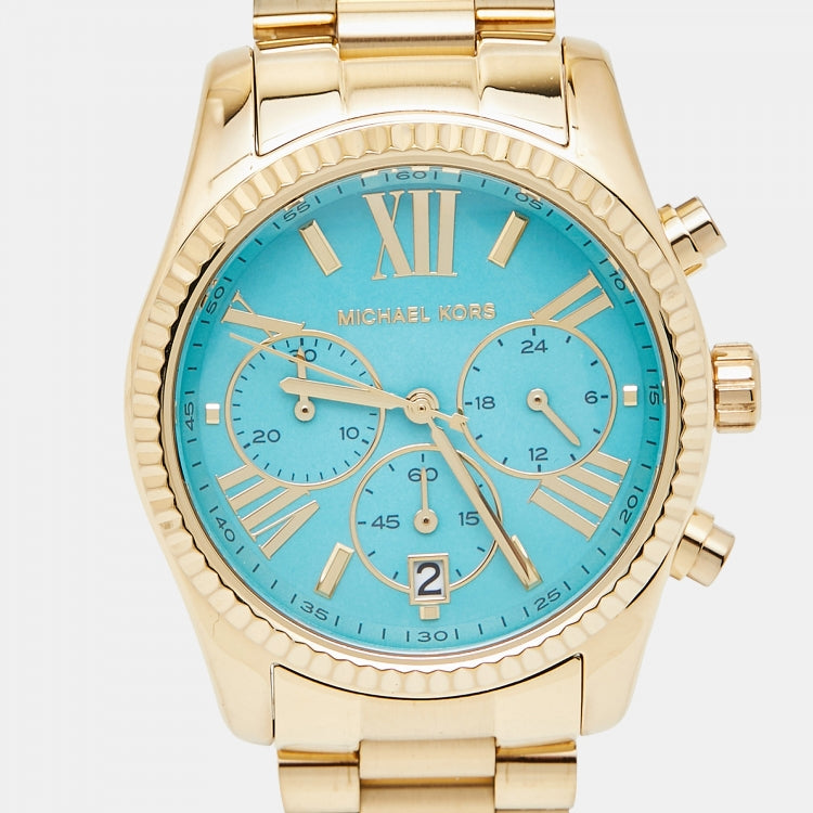 Michael Kors Lexington Chronograph Blue Dial Gold Steel Strap Watch For Women - MK7216 Buy Now By Michael Kors