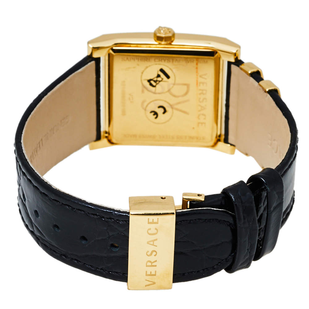 Versace VD-25 Diamonds Black Dial Black Leather Strap Watch for Women - VQF020015 Buy Now By Versace